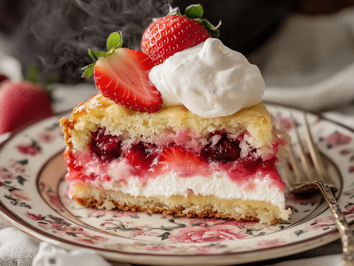 Strawberry cream cheese dump cake