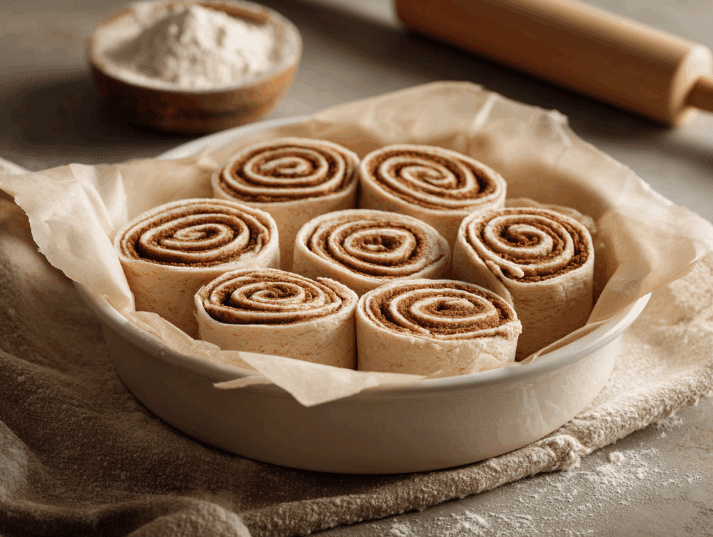Rolling cinnamon tortilla strips