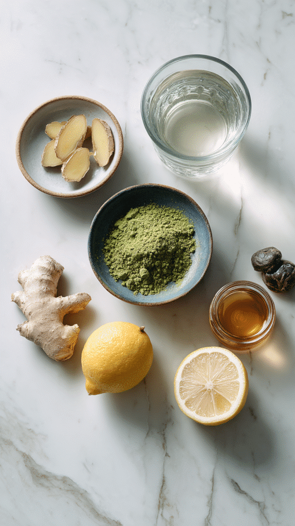 Japanese Mounjaro ingredients on white marble countertop