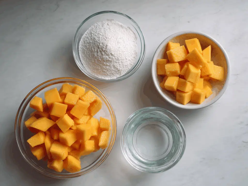 Ingredients for mango cake filling