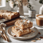 Almond croissant cookie bars and printed recipe card