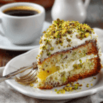 Watergate cake with pineapple and pistachio frosting
