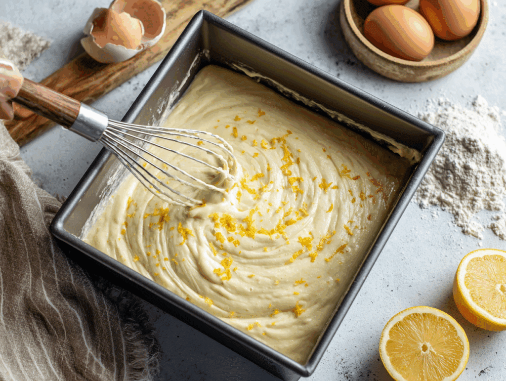 Freshly baked lemon crazy cake cooling