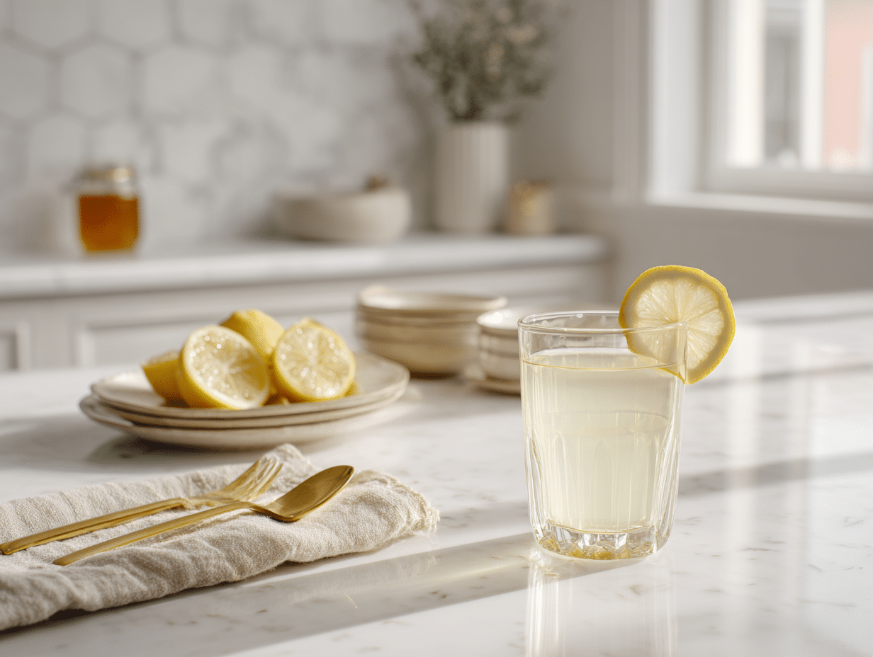 Natural Mounjaro drink with lemon, ginger, and apple cider vinegar