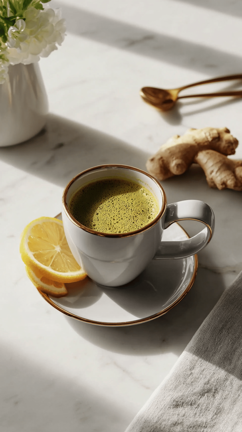 Japanese Mounjaro drink served on white marble countertop