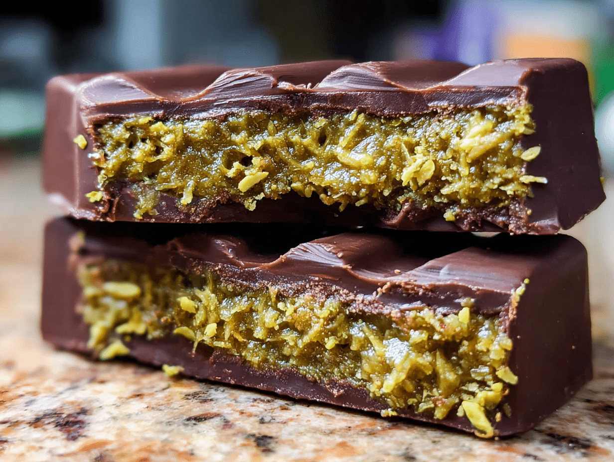 Dubai pistachio kunafa chocolate bar on dessert board