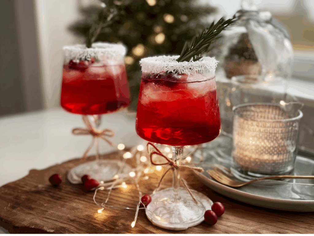 Dirty Santa Cocktail with festive garnishes