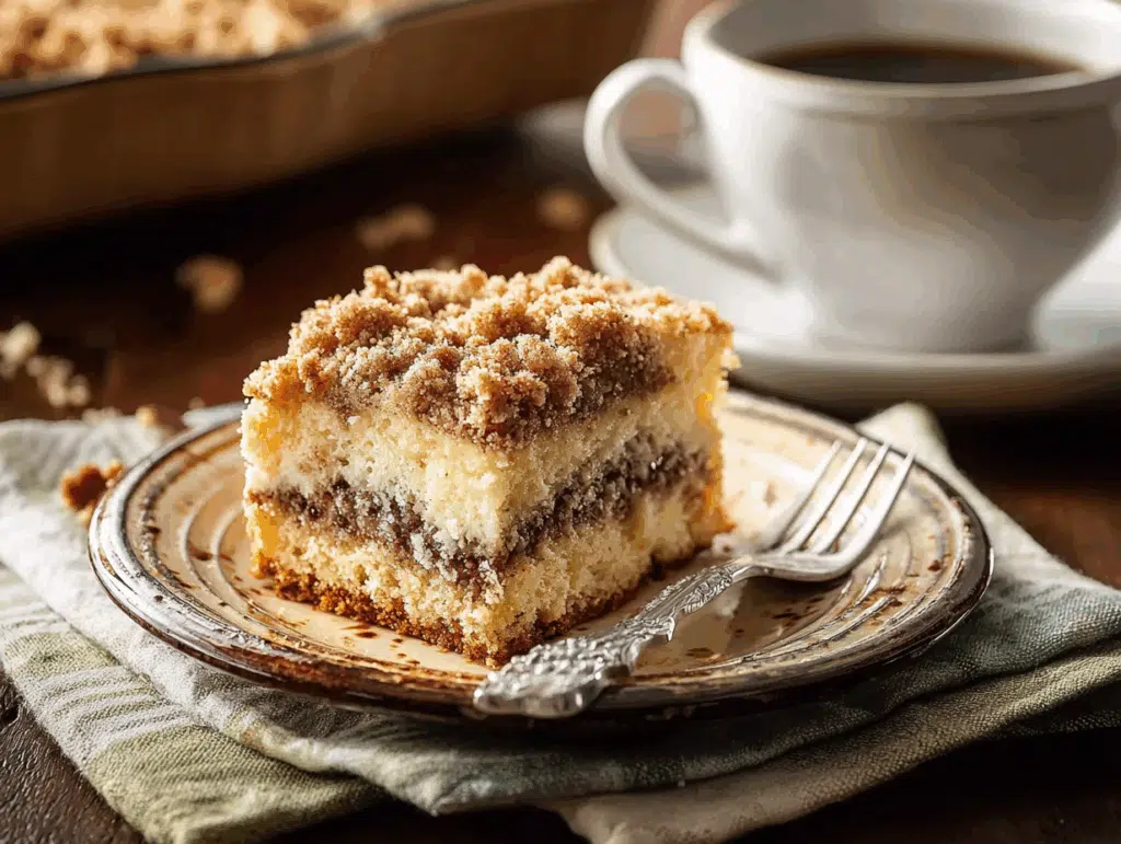 slice of sour cream coffee cake