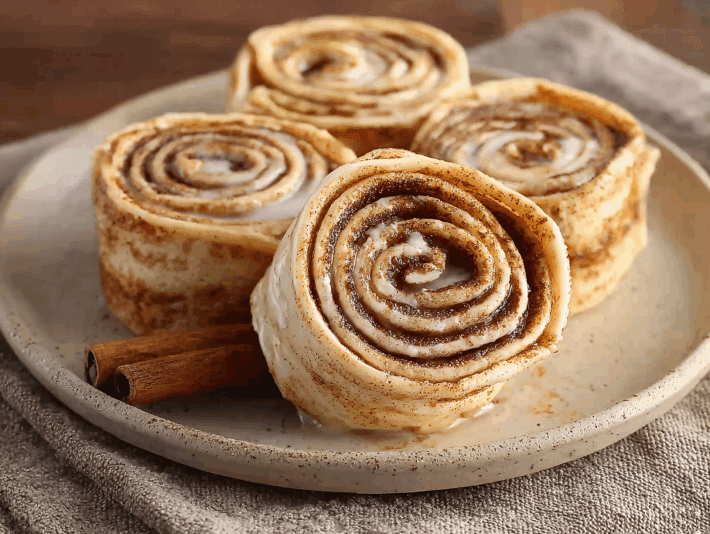Cinnamon tortilla rolls with yogurt glaze