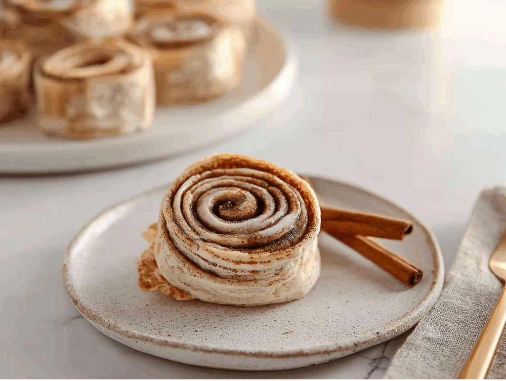 Cinnamon tortilla rolls on rustic plate