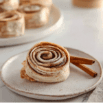 Cinnamon tortilla rolls on rustic plate