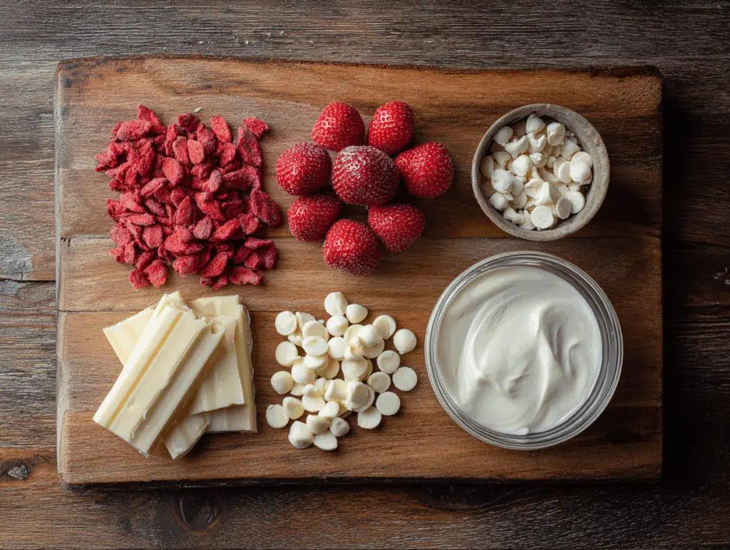 Ingredients for strawberry ganache