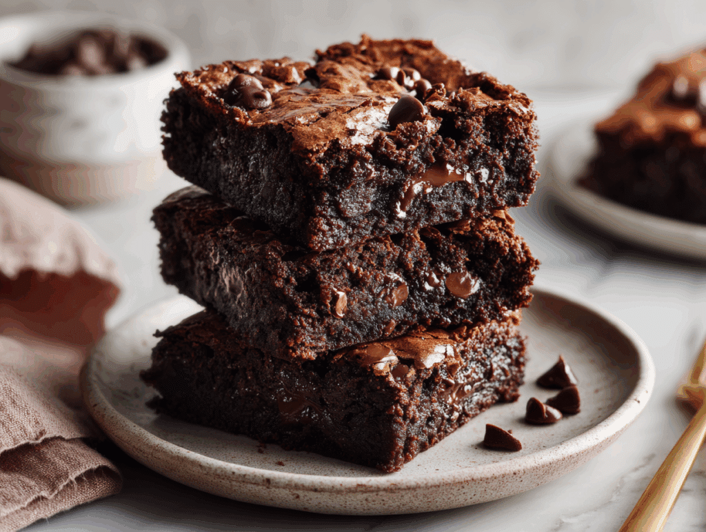 Chocolate brownies with avocado served warm with sea salt & ice cream	