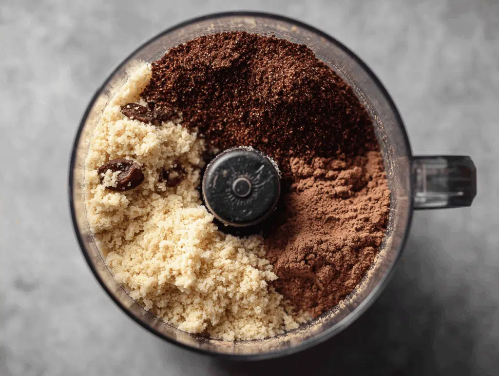 Adding cocoa and almond flour to avocado brownie batter	
