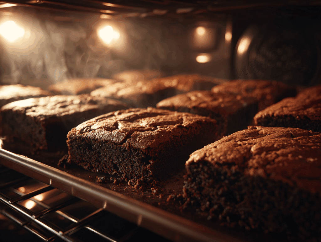 Brownies with avocado baking in the oven	