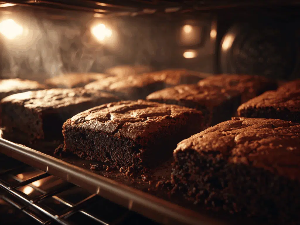 Brownies with avocado baking in the oven	
