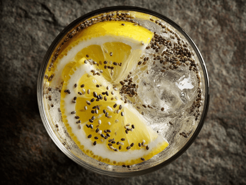 Recipe card for Zepbound drink with lemon and chia