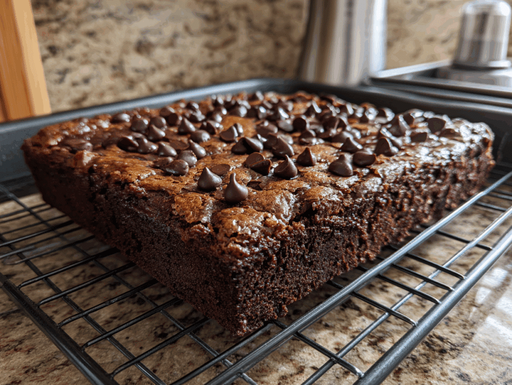 Avocado brownies fresh from the oven