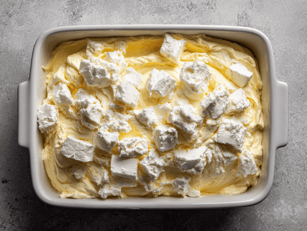 Layering cream cheese over lemon filling