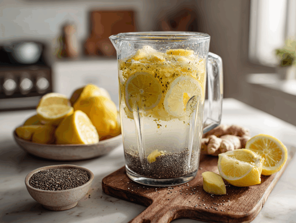 Blending Zepbound ingredients in a kitchen