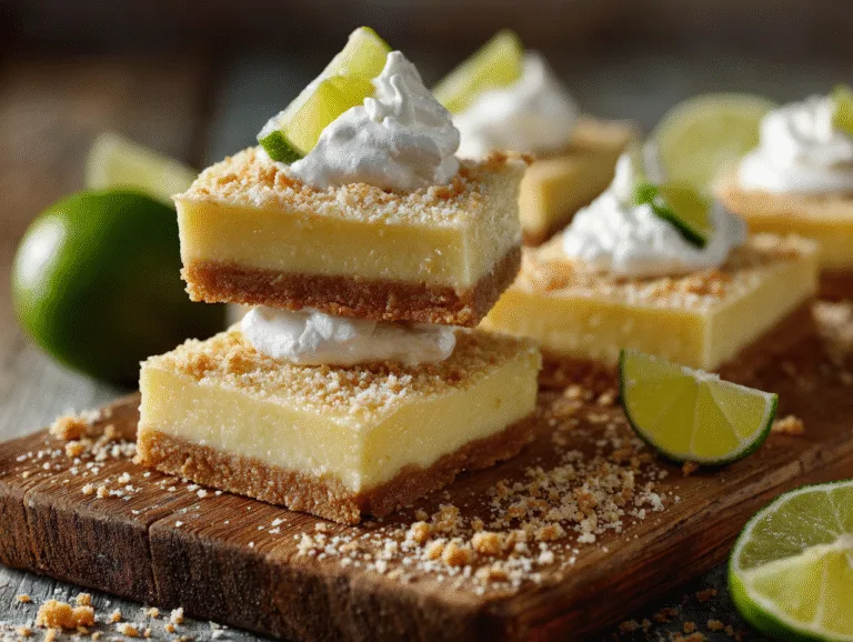 Key lime pie bars with graham cracker crustKey lime pie bars with graham cracker crust