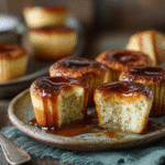 Velvety caramel flan muffins with caramel glaze