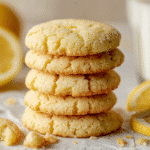 Freshly baked lemon sugar cookies with lemon zest and sugar