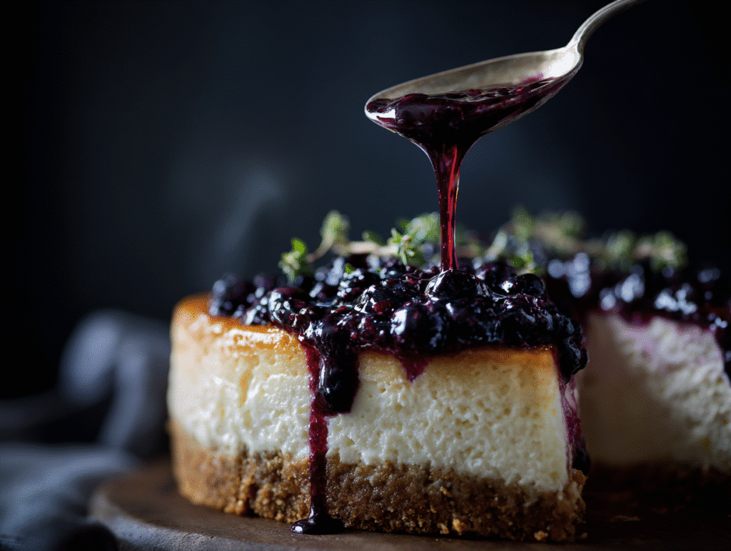 spooning huckleberry topping