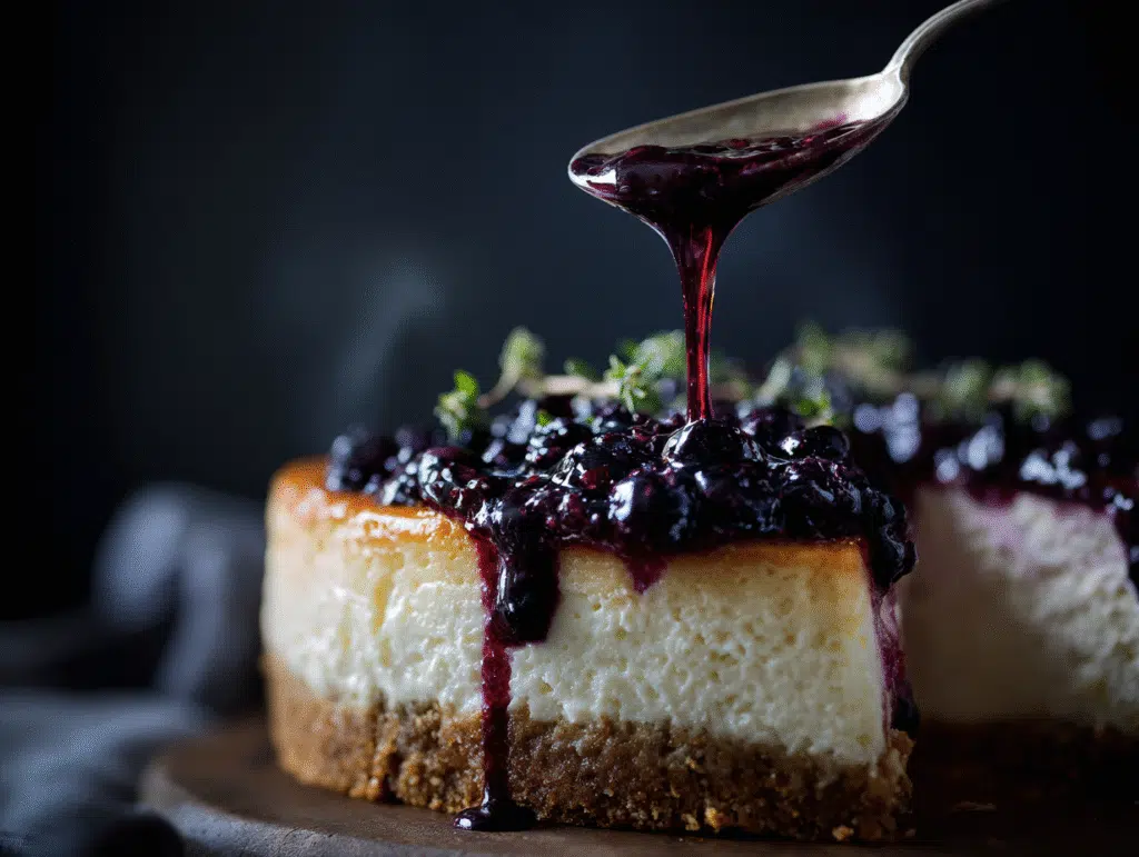 spooning huckleberry topping