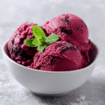 Dye-free black raspberry ice cream in bowl