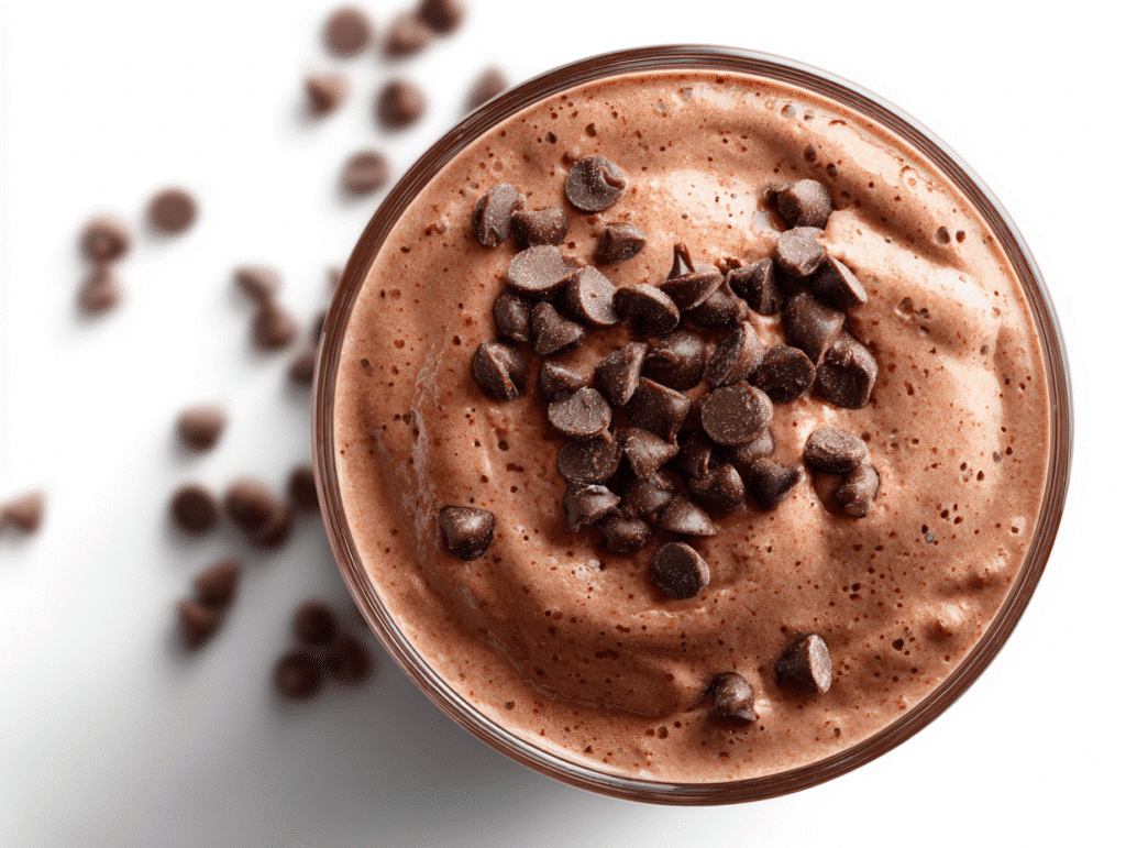 Blending chocolate chip protein shake