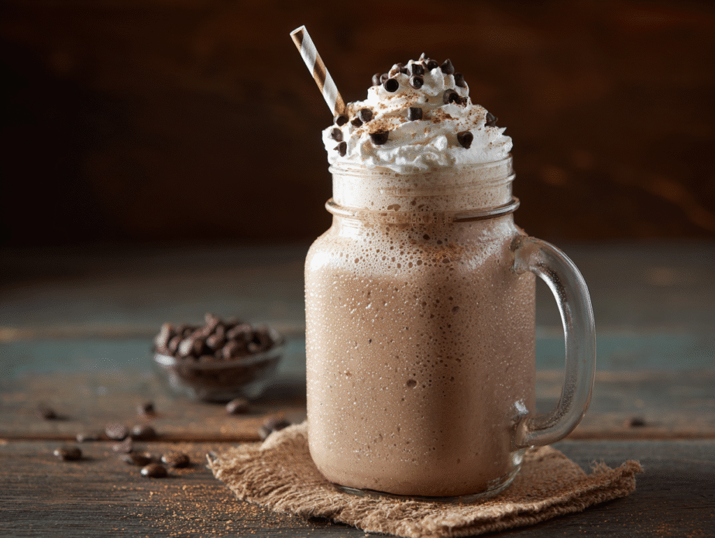 Served chocolate chip cookie dough shake