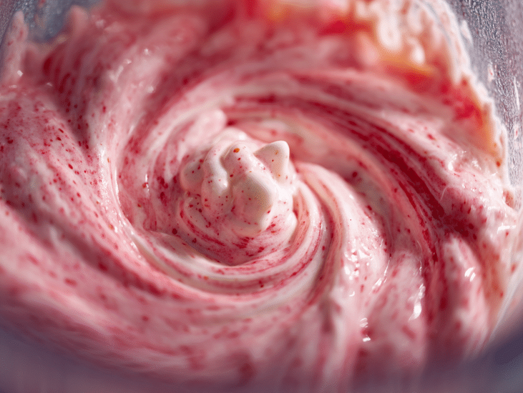 Blending strawberry Dole Whip