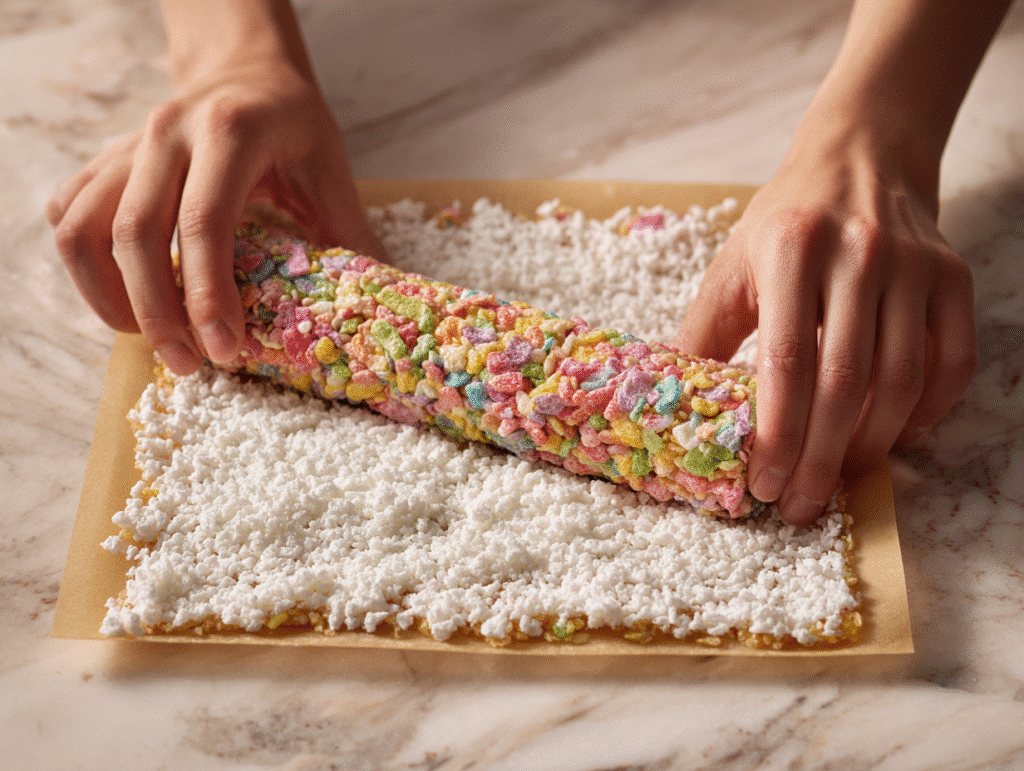 Rolling Fruity Pebbles Sushi dessert