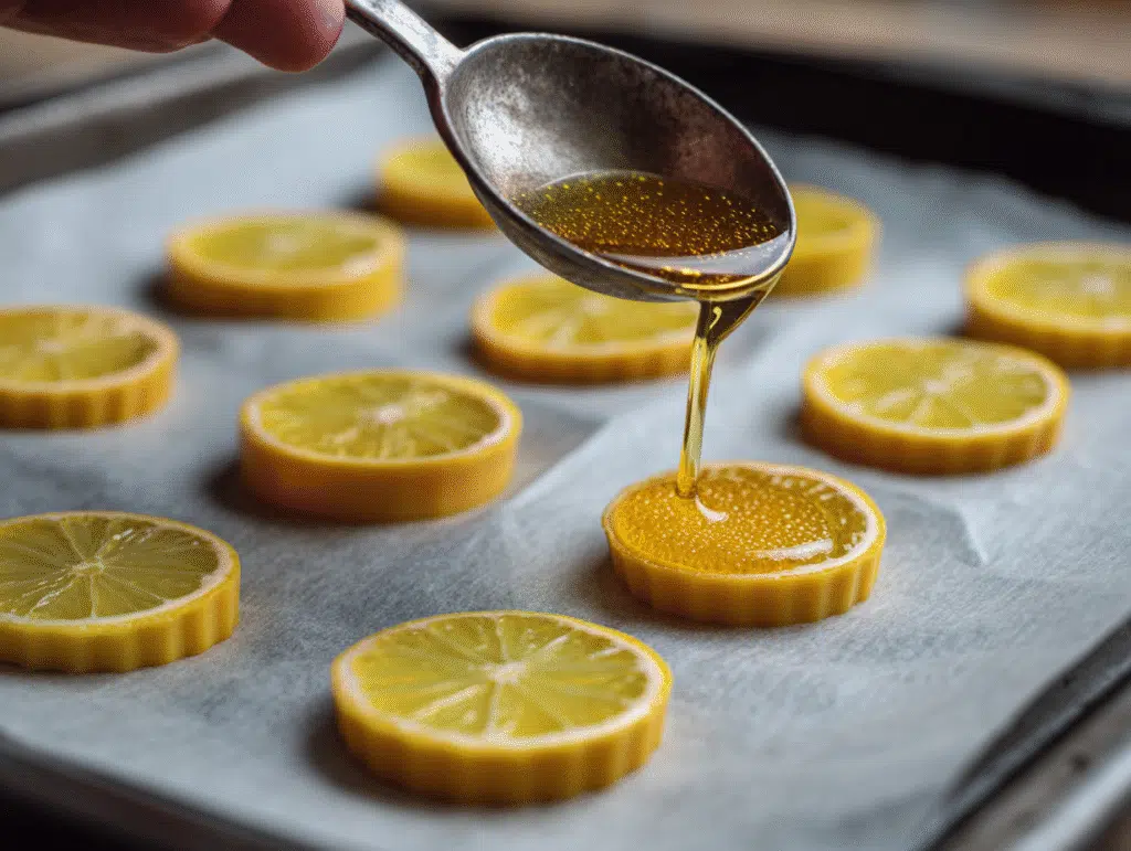Pouring lemon drop mixture into molds