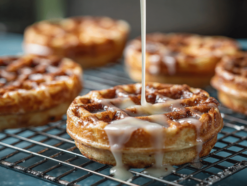 Cooling healthy donut chaffles with glaze