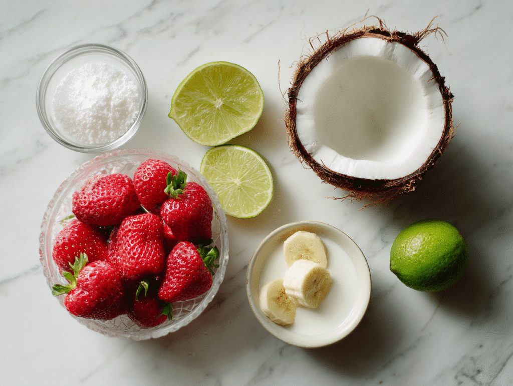 Ingredients for strawberry Dole Whip