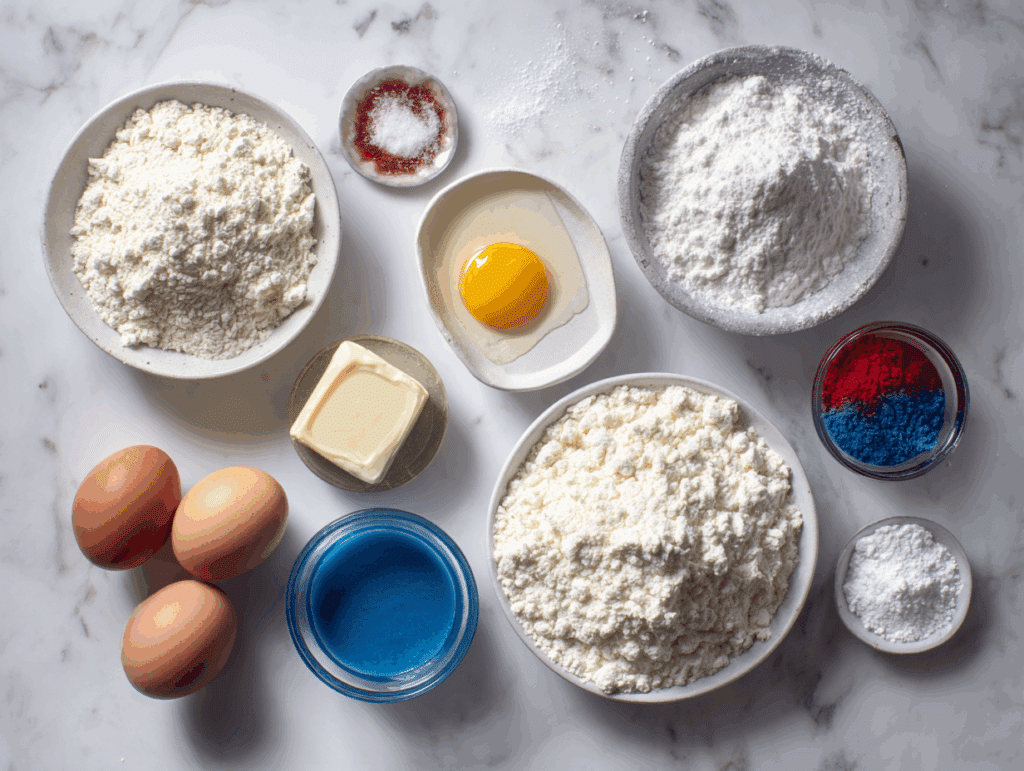 Ingredients for Patriotic Crinkle Cookies