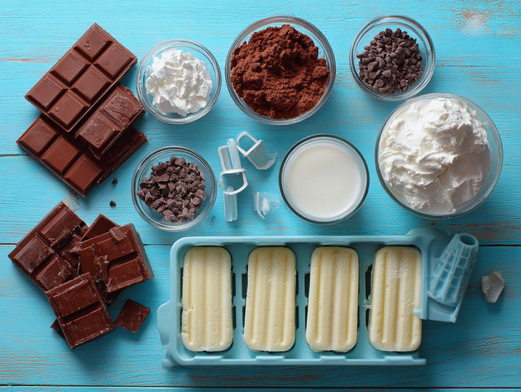 Ingredients for brownie popsicles