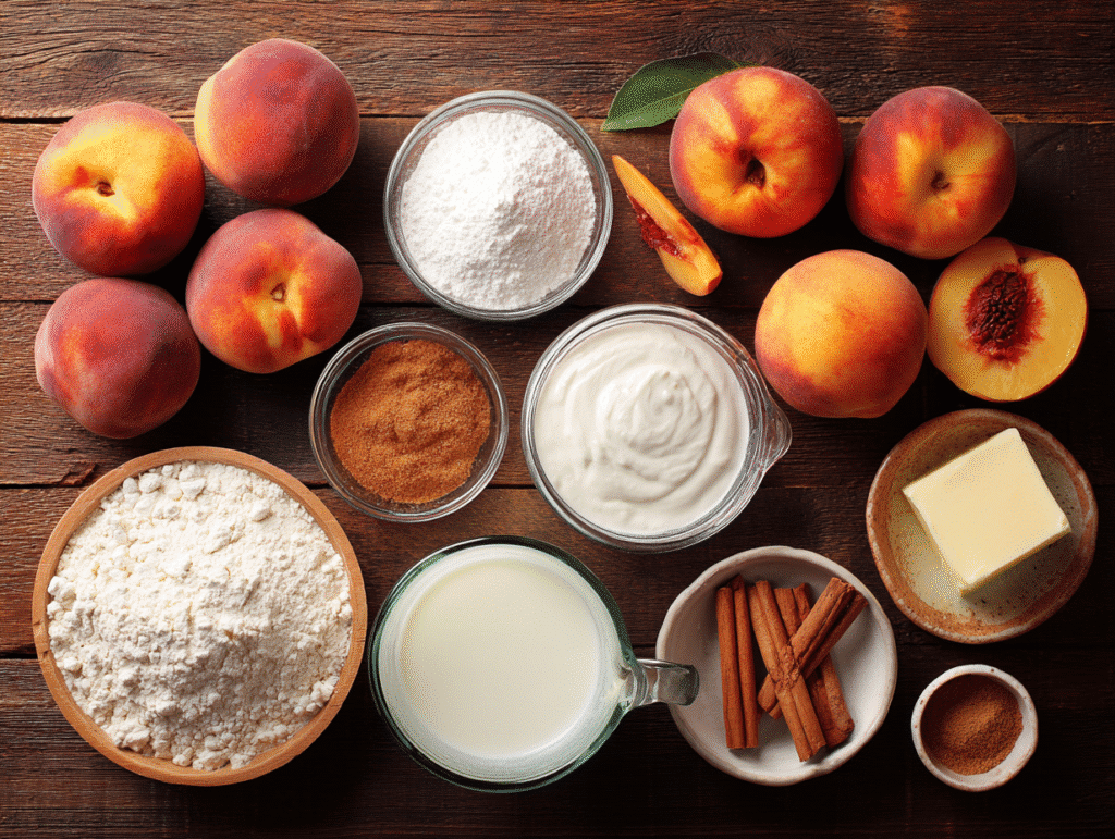 Ingredients for homemade peach cobbler