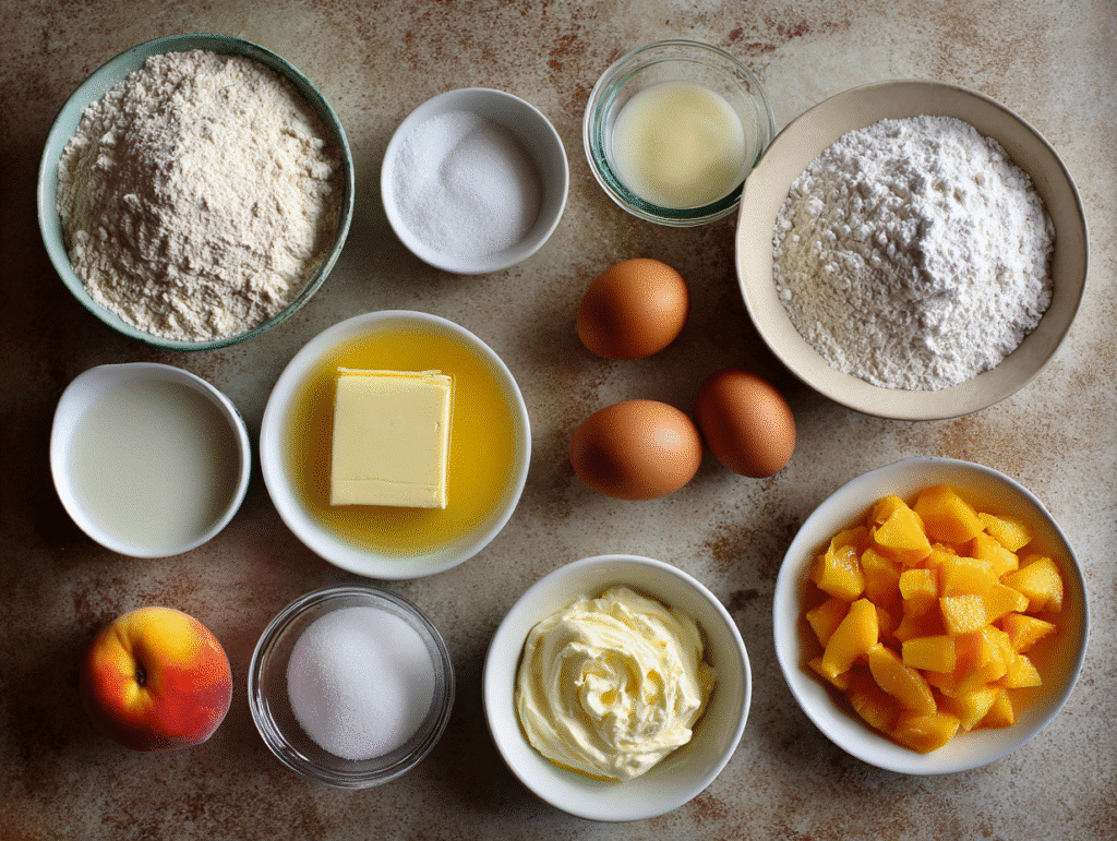 Ingredients for Southern peach bread recipe