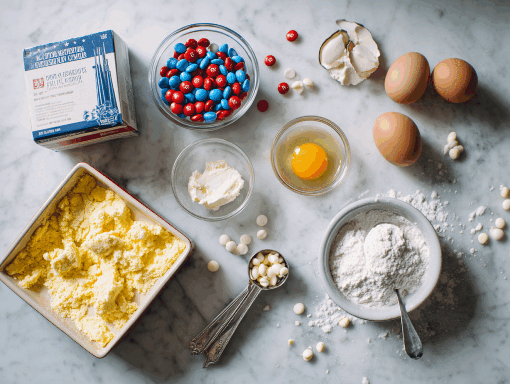 Ingredients for 4th of July Cookie Bars