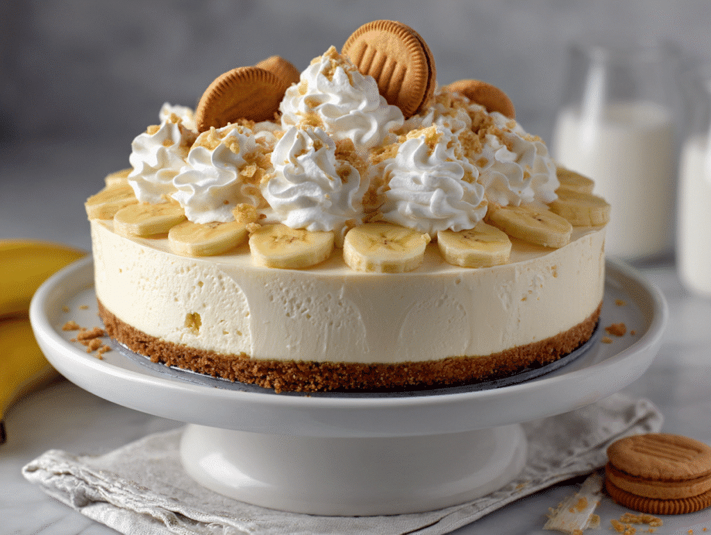 Banana cream cheesecake with whipped topping