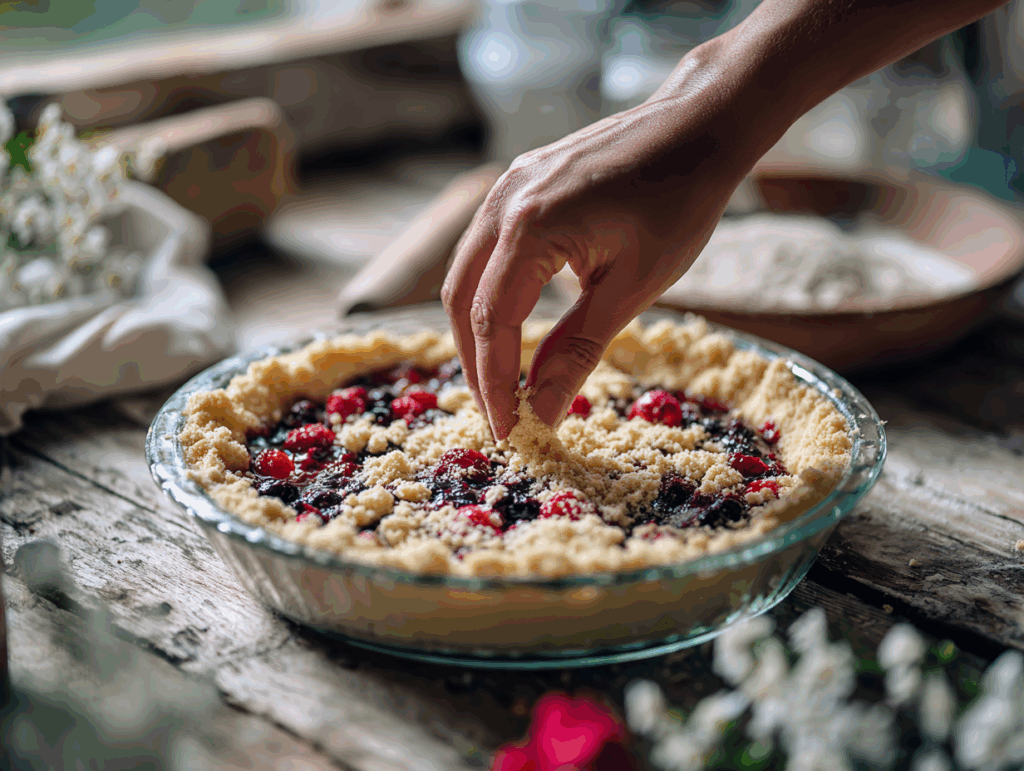 Pressing Cookie Crust for Berry Lasagna