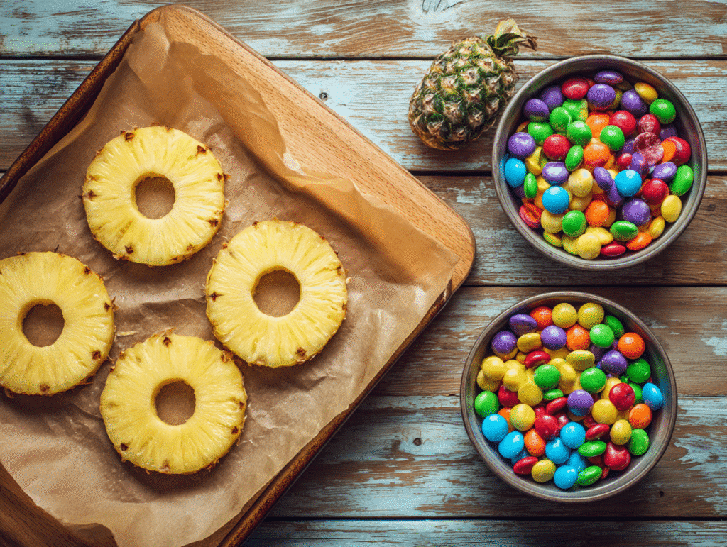 Ingredients for Candied Pineapple Skittle Rings