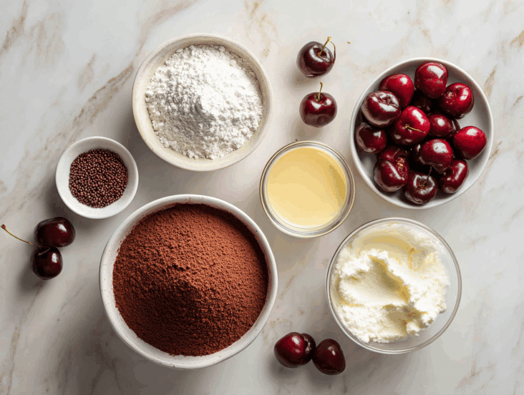 Black Forest trifle ingredients layout