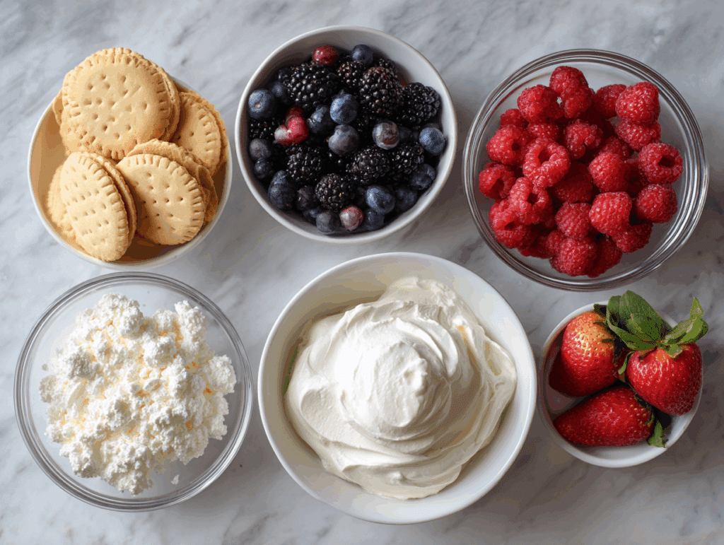 Ingredients for No Bake Summer Berry Lasagna