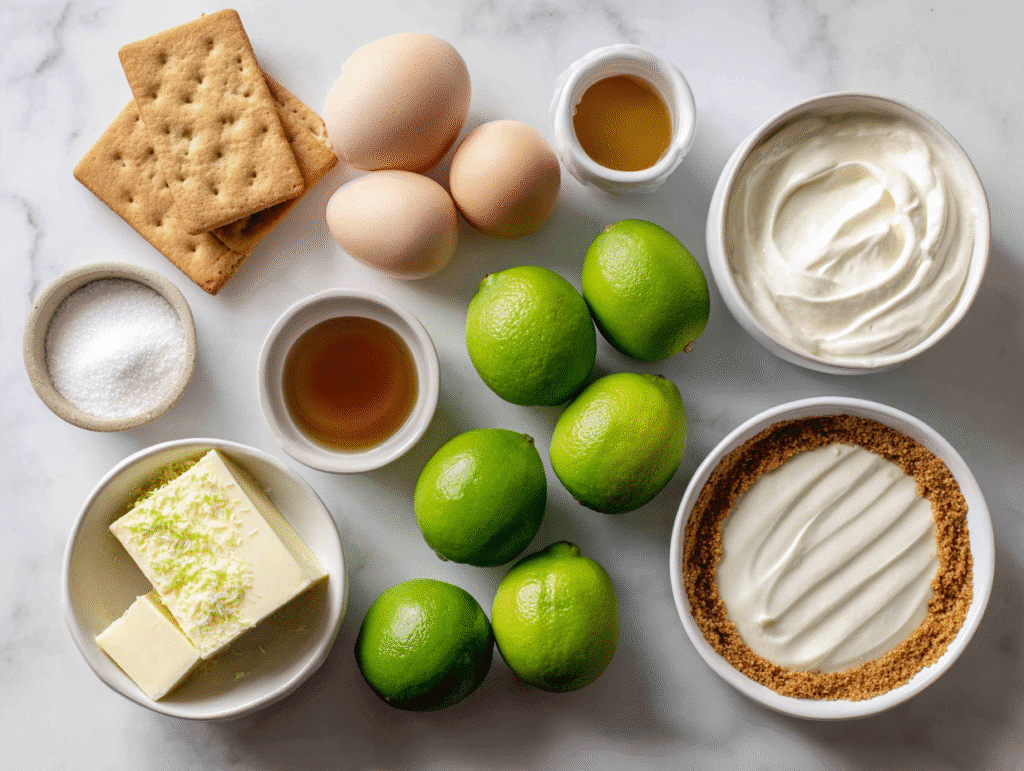 Ingredients for key lime pie bars