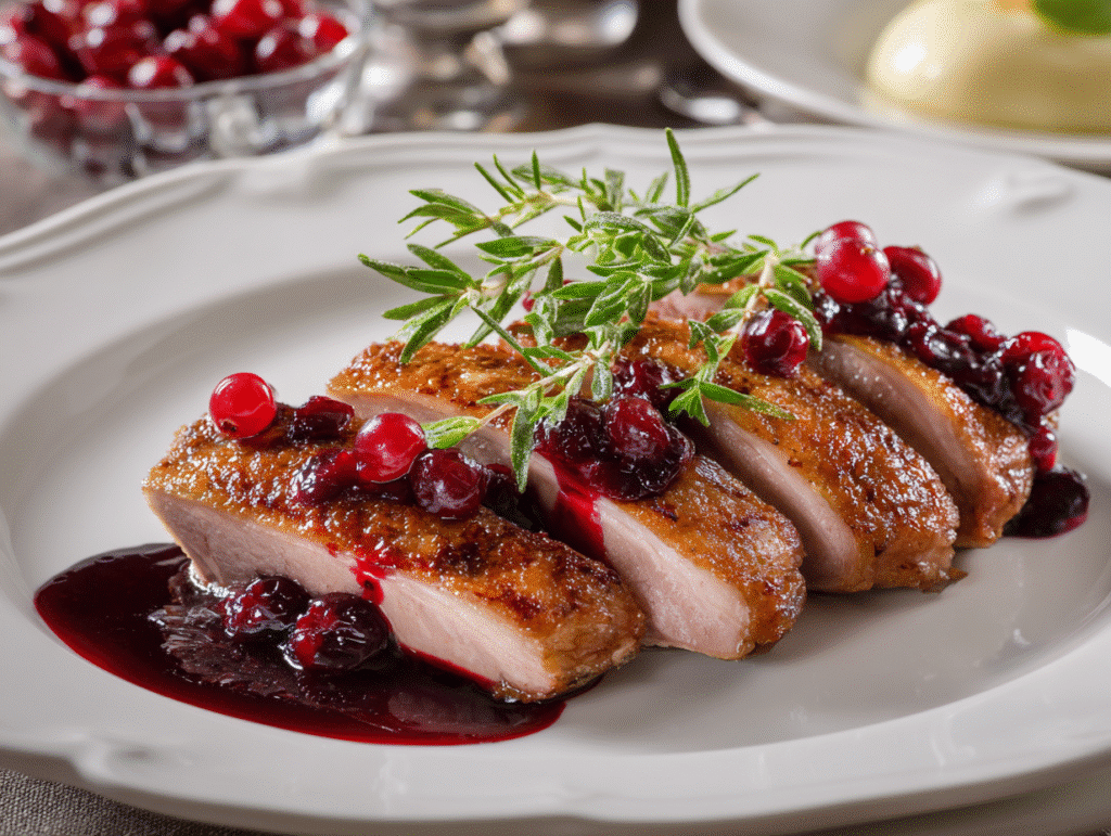 sour cherry sauce with roast duck