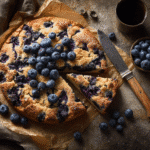 Buttermilk blueberry breakfast cake with golden crust